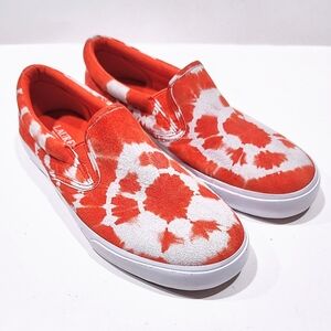 Lauren Ralph Lauren Cedar Orange Tye-Dye Suede Leather Sneakers Women 7.5M Shoes